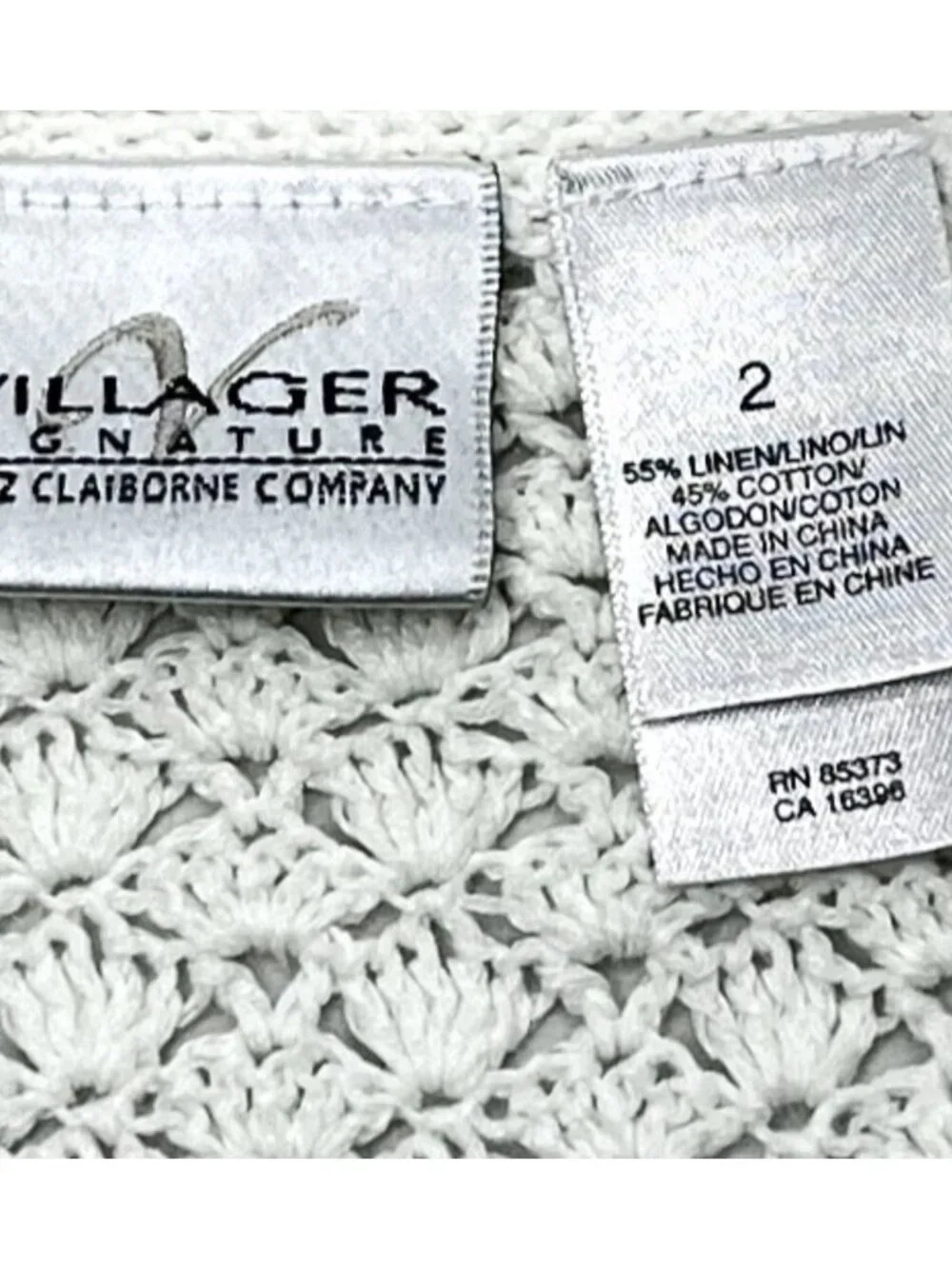 Vintage Liz Claiborne Crochet Knit Sweater Vest Tunic Button Front Size Large